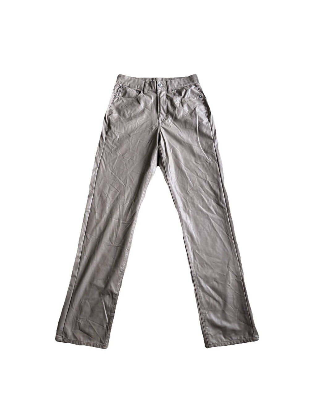 American Eagle Super High Rise Straight  Stretch Vegan Leather Pants Size 6 Long